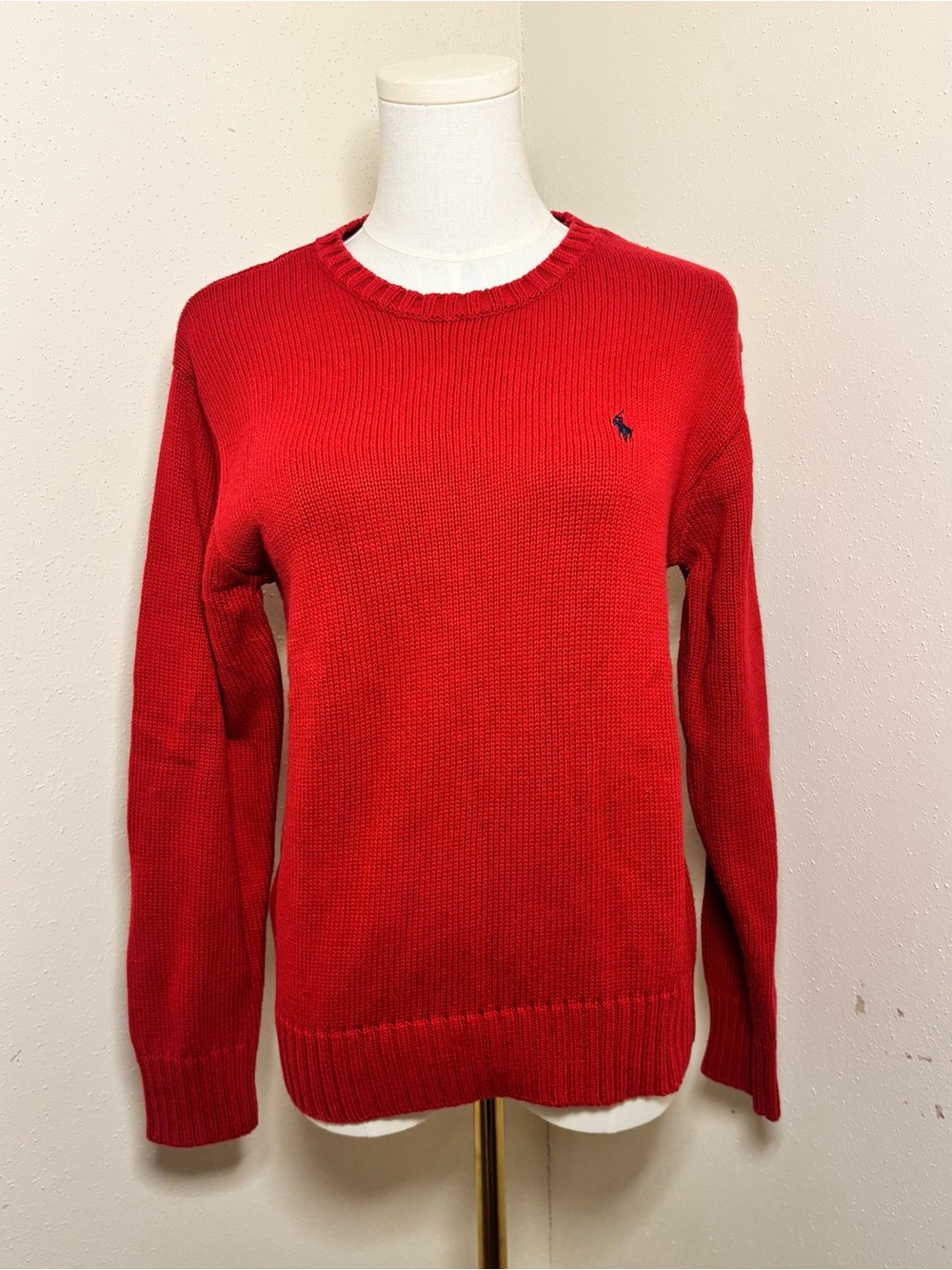 Polo by Ralph Lauren Men's Bright Red Crewneck Sweater